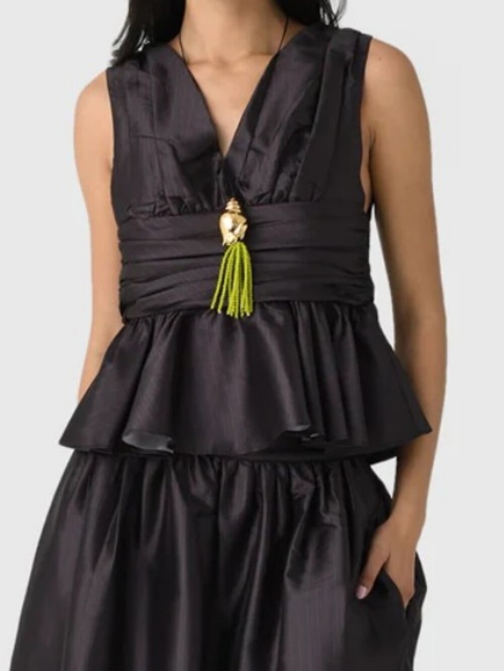 NEVER A WALLFLOWER Stripe Taffeta Peplum Top